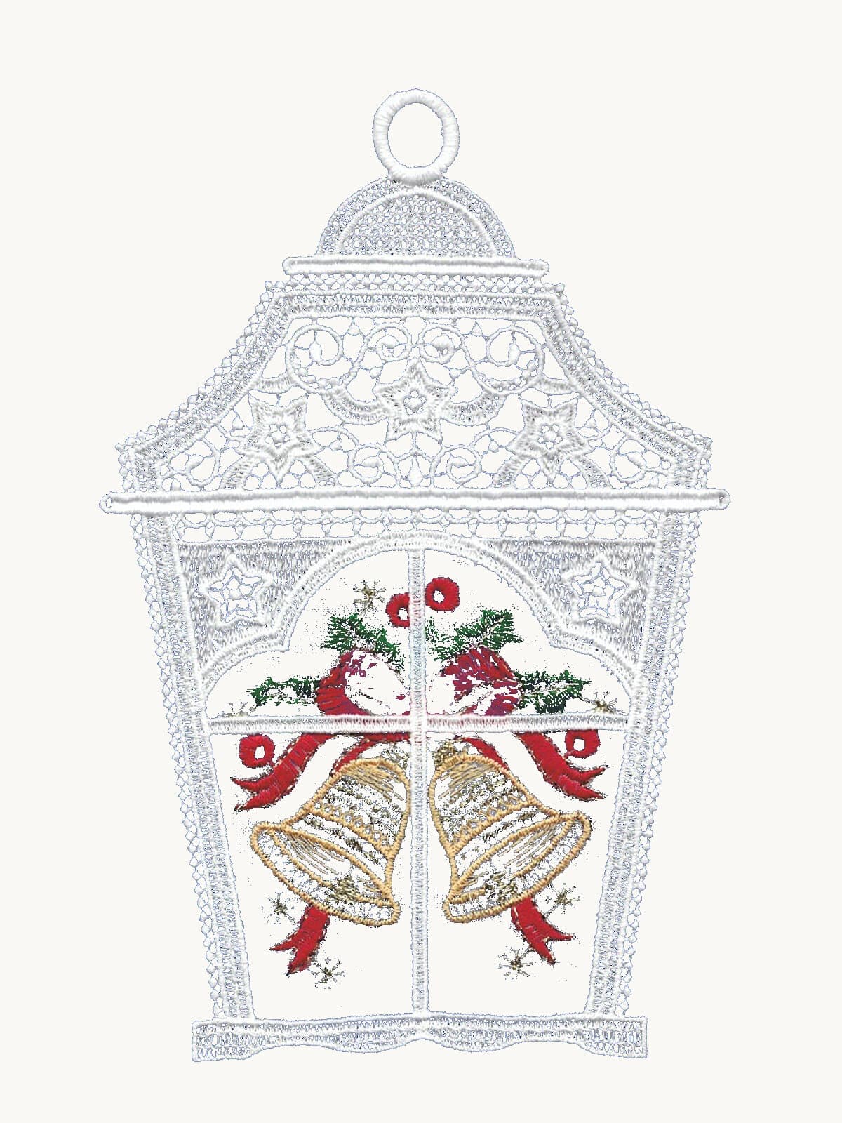 Lace lantern frame with bells