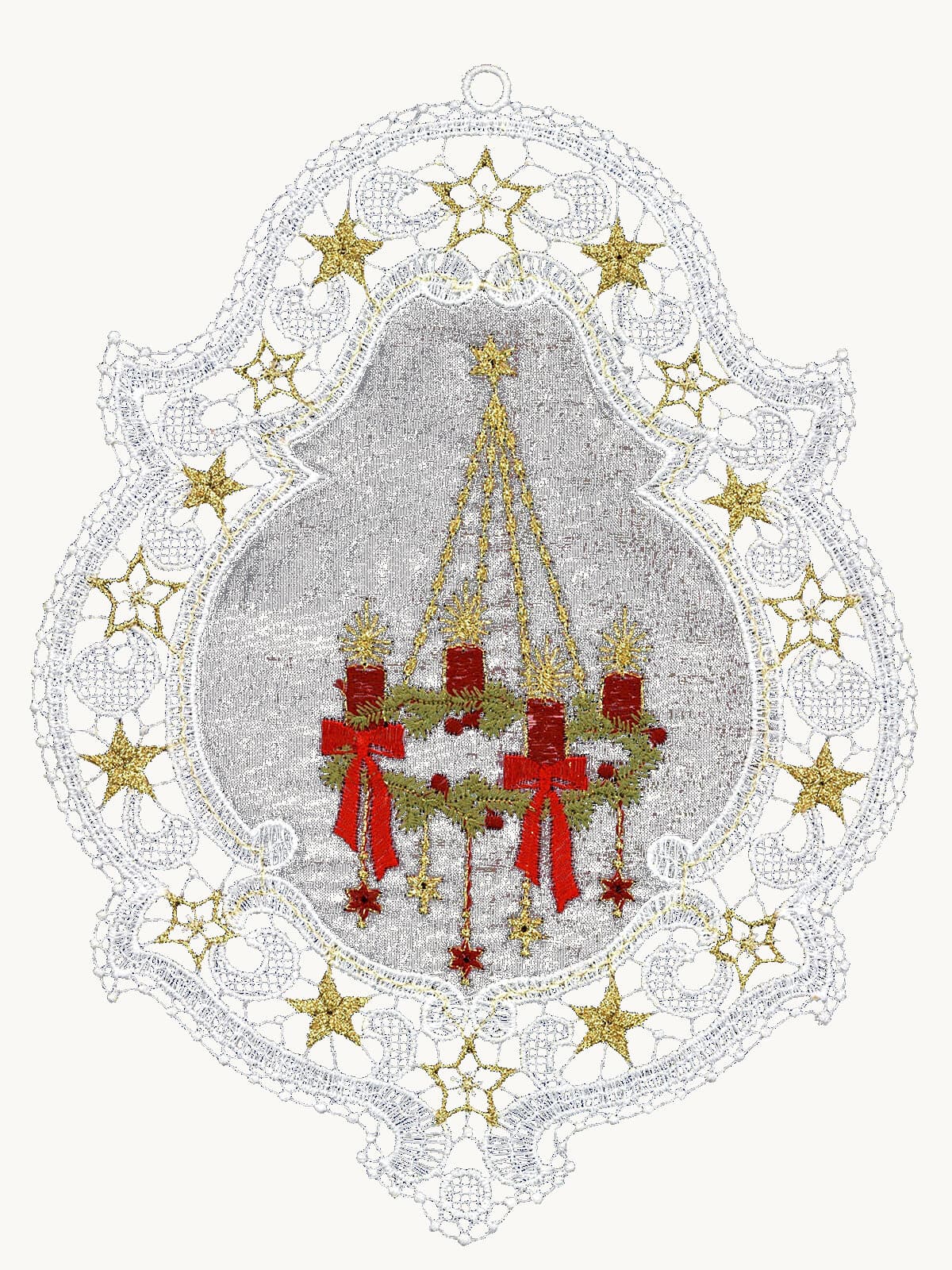 Advent wreath in Plauen lace — embroidery detail